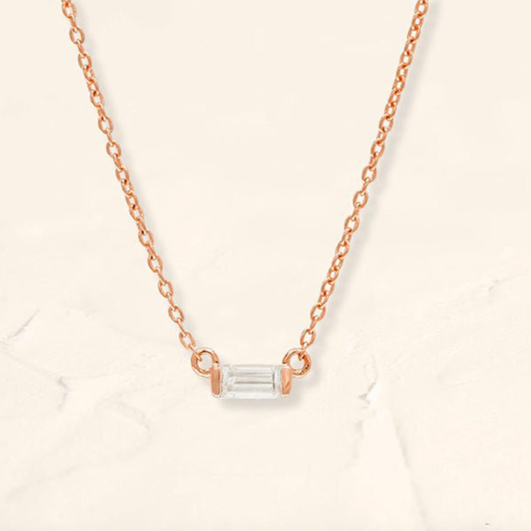Shanti diamond baguette necklace rose gold