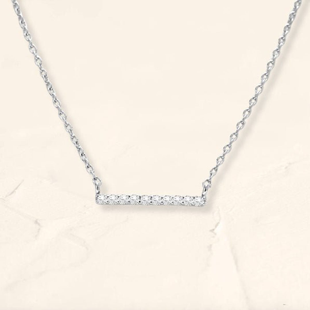 long bar diamond necklace in white gold