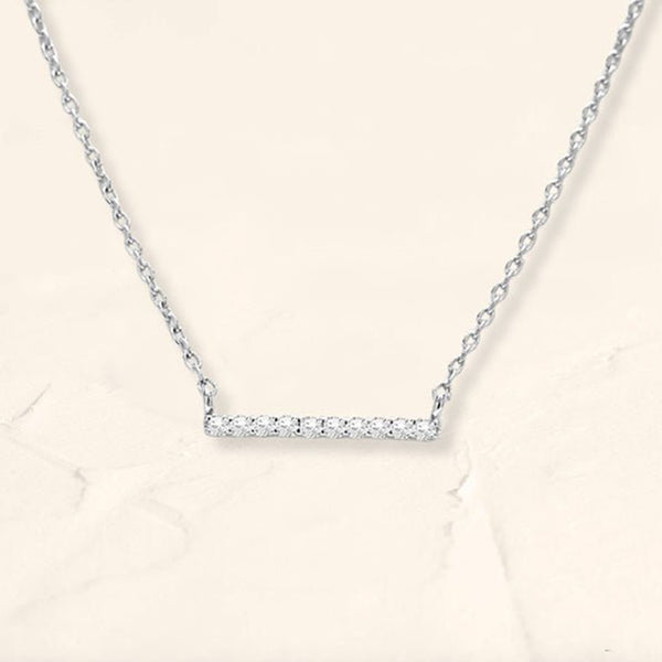 collier longue barre diamant en or blanc