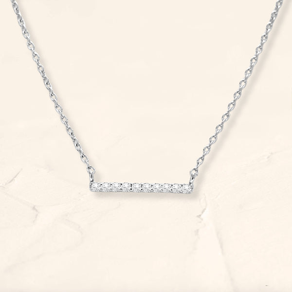 collier longue barre diamant en or blanc