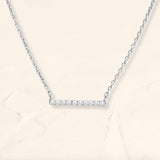 long bar diamond necklace in white gold