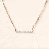 collier longue barre diamant en or rose