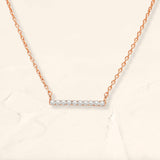 long diamond necklace bar rose gold