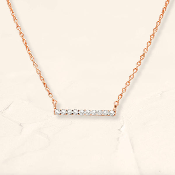 long diamond necklace bar rose gold