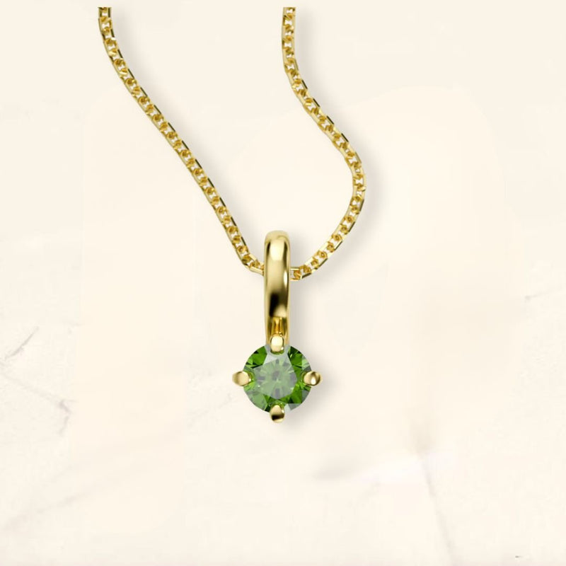green diamond necklace in 18ct yellow gold