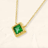 princess cut yellow gold emerald necklace Indrani