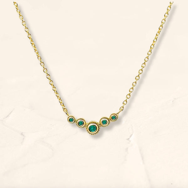 Fine necklace river of emeralds in vermeil