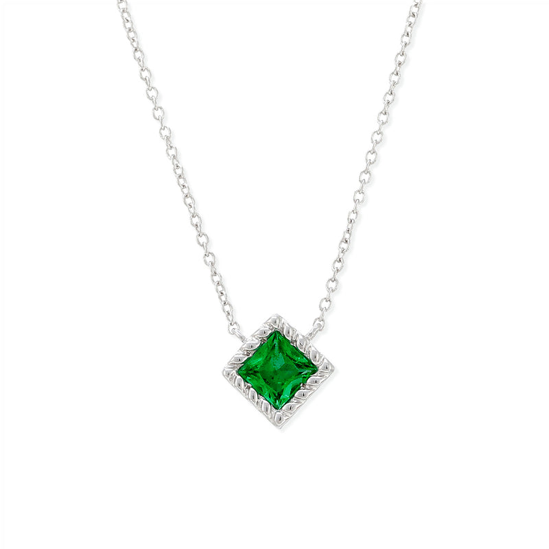 necklace emerald white gold princess cut