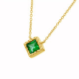princess cut yellow gold emerald necklace Indrani
