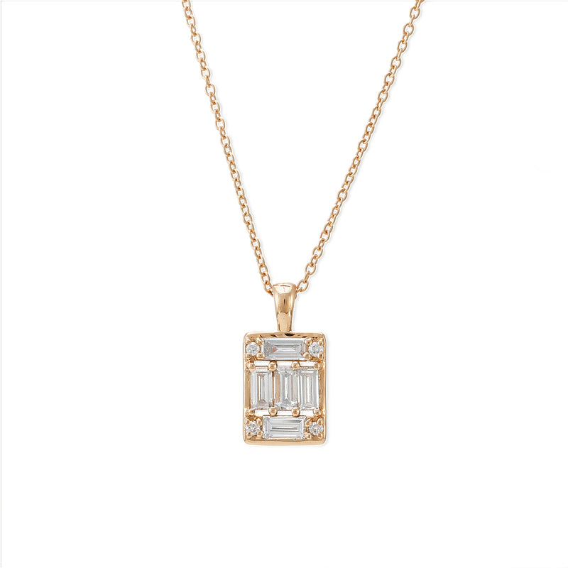 Collar geométrico Atma de diamantes en oro rosa