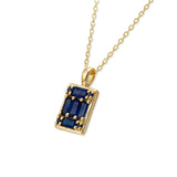 geometrical necklace sapphire yellow gold