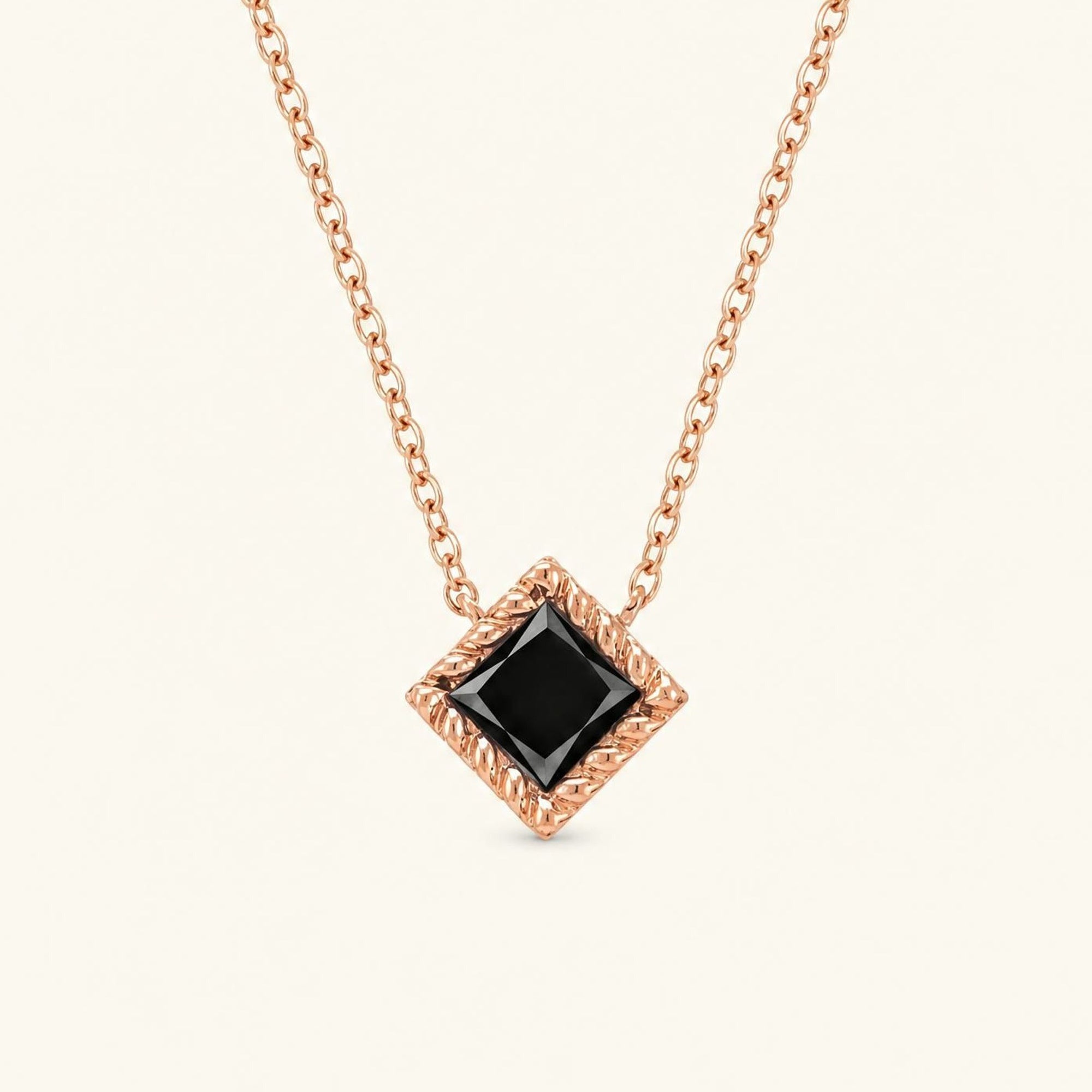 Collier diamant noir or rose Indrani
