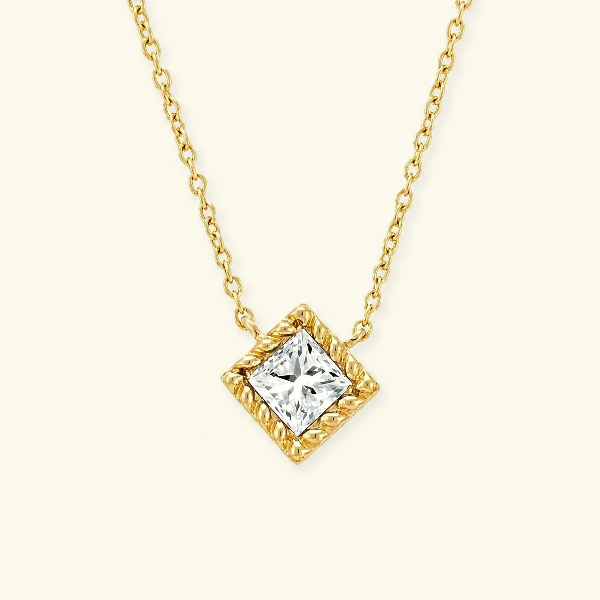 Collier Indrani Diamant taille princesse en or jaune