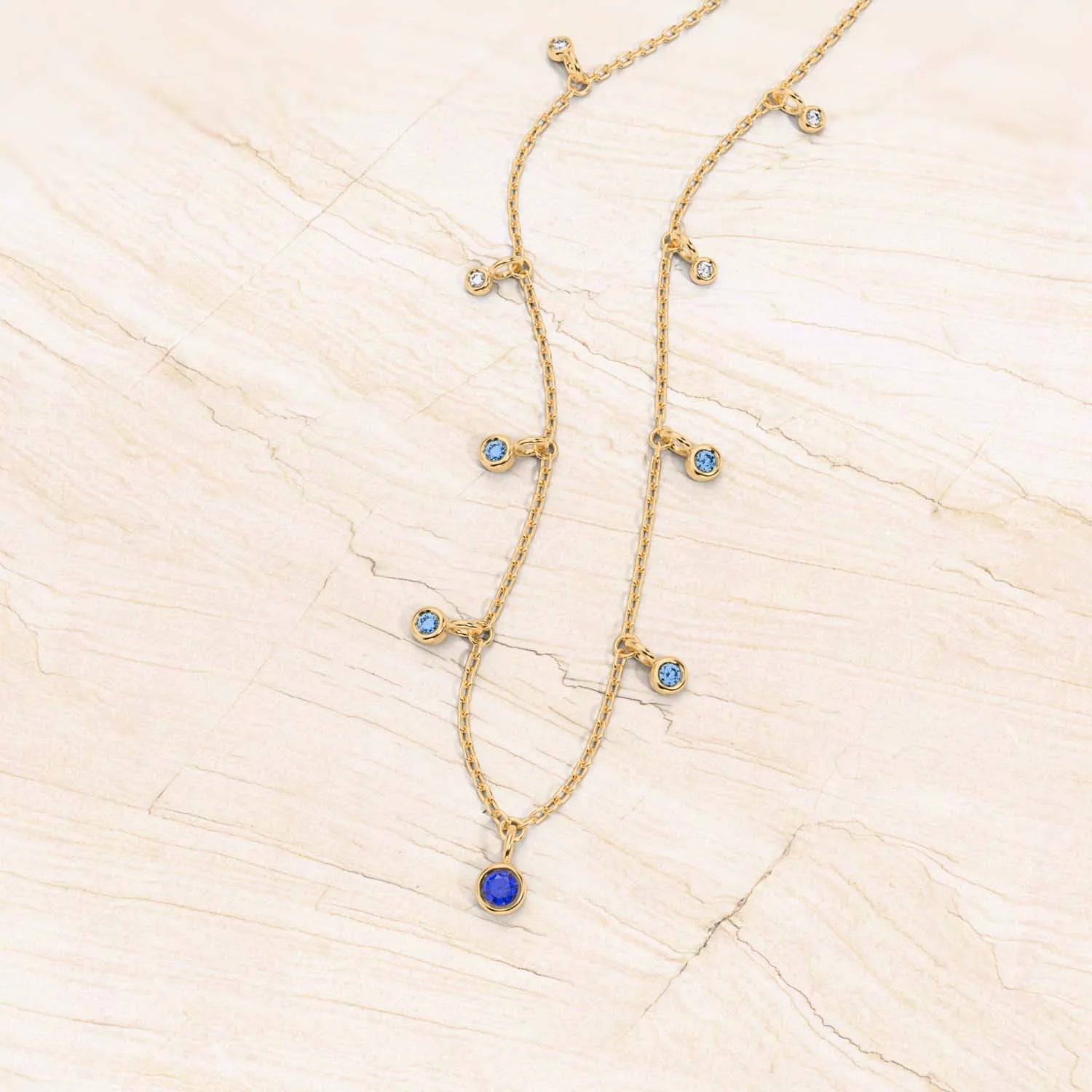 collier megha or jaune saphir