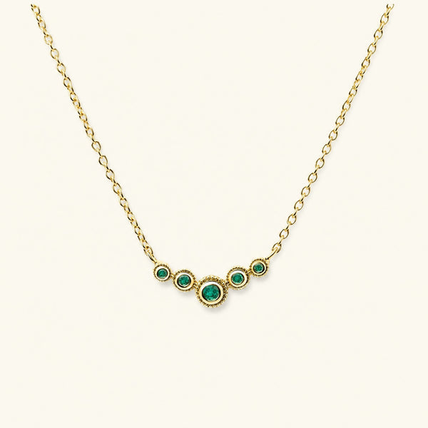 Collier fin rivière d'émeraudes en vermeil