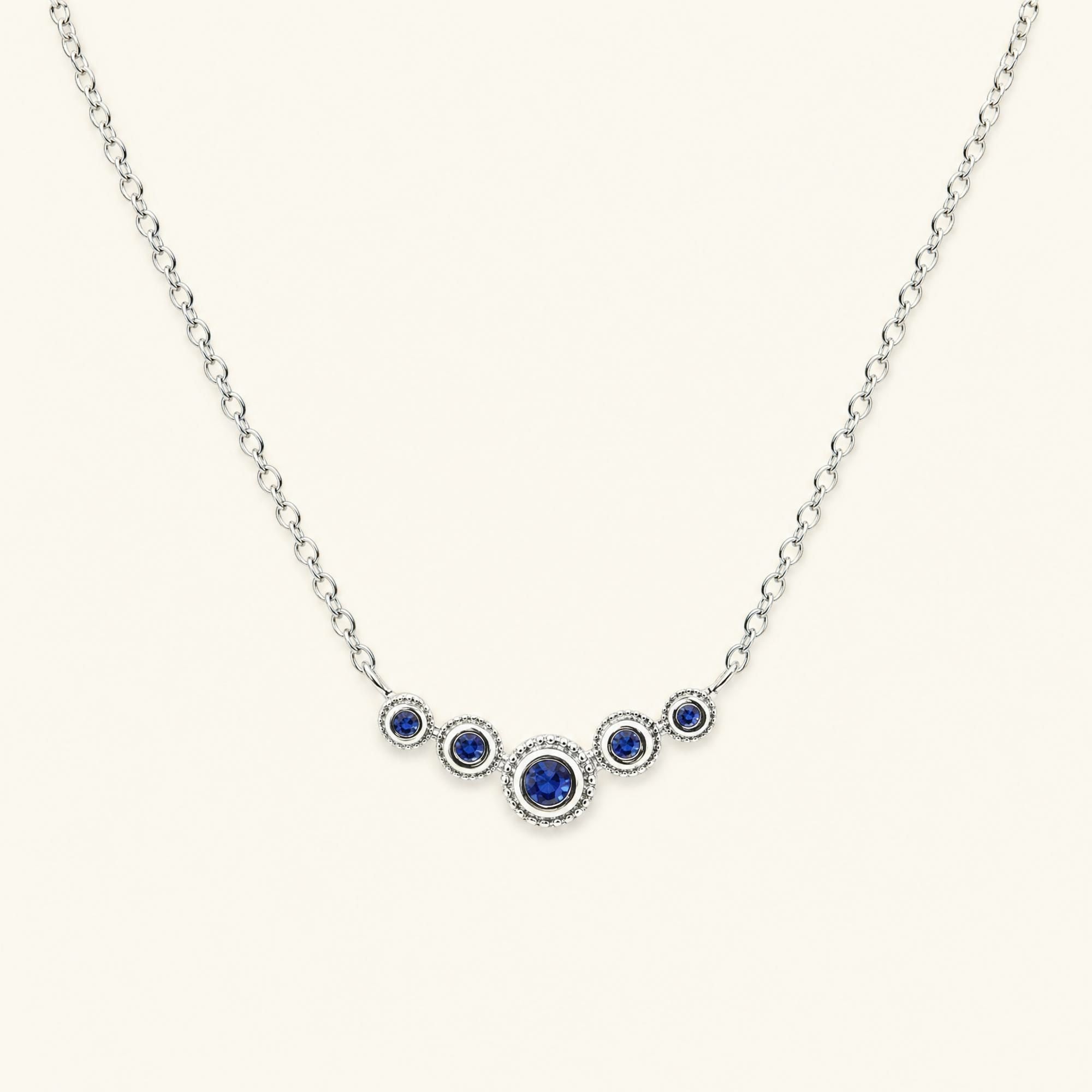 Collier fin rivière de saphir en or blanc