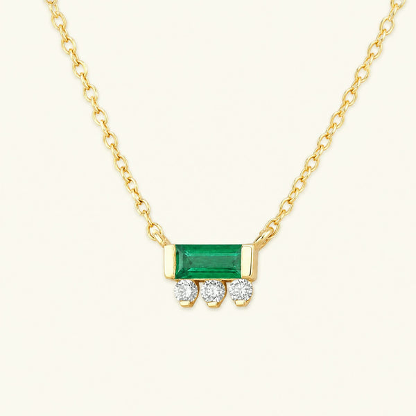 Collier baguette Prana emeraude et diamant