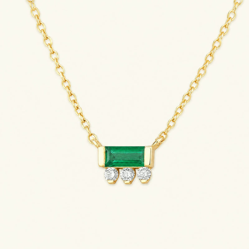 Collier baguette Prana emeraude et diamant