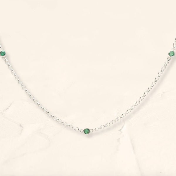 Collar gargantilla de plata y esmeraldas