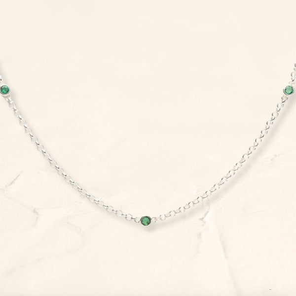 Silver and emerald choker necklace