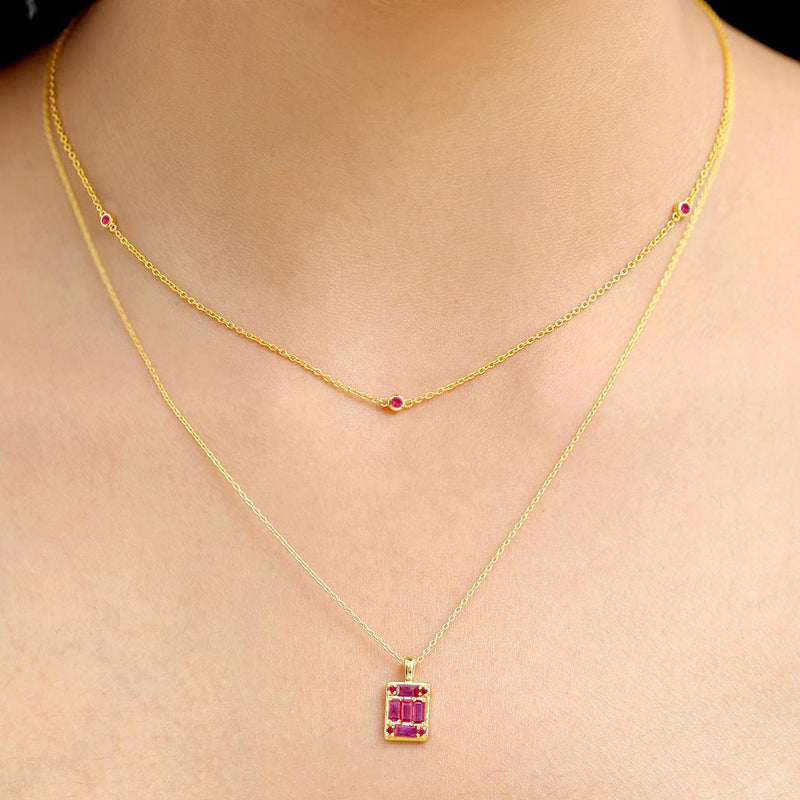 ruby necklaces in yellow gold
