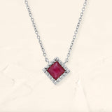 Indrani princess cut white gold ruby necklace