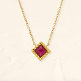 Indrani princess cut ruby necklace in yellow gold