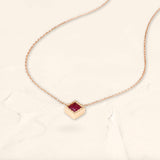 fine ruby necklace rose gold princess cut Indrani