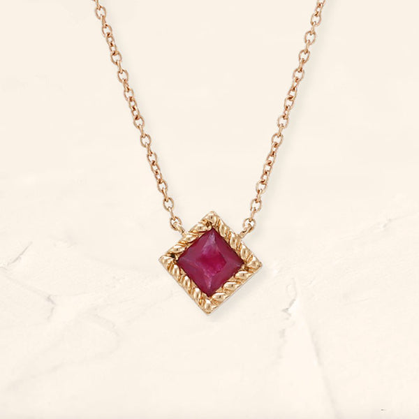 necklace ruby rose gold princess cut Indrani