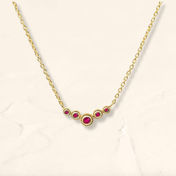 Fine necklace river of rubies in vermeil