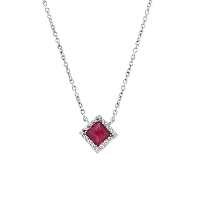 Indrani princess cut white gold ruby necklace