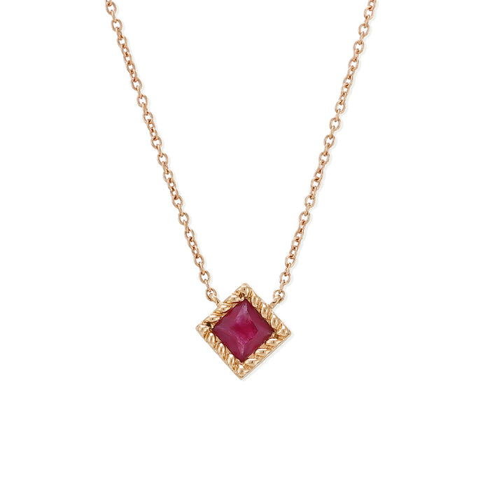 necklace ruby rose gold princess cut Indrani