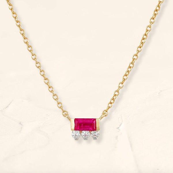 Ruby diamond and yellow gold Prana baguette necklace