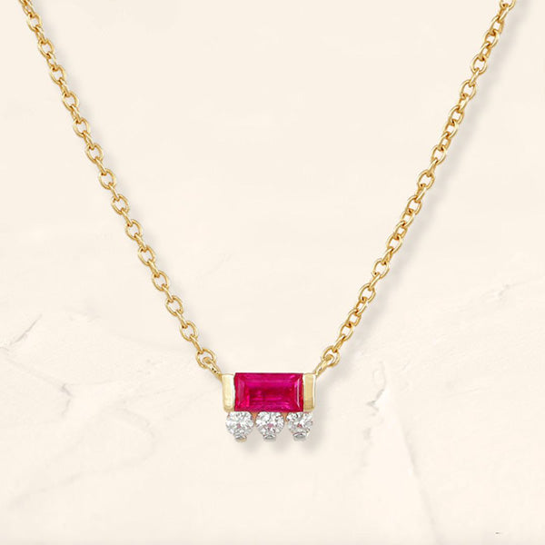 Collier baguette Prana en rubis diamant et or jaune