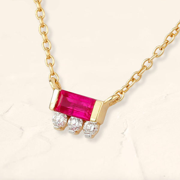 Collier baguette Prana en rubis diamant