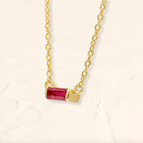 Collier baguette Shanti en rubis et or jaune 18cts