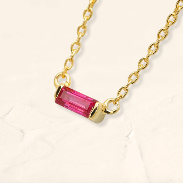 Collier baguette Shanti en rubis et vermeil