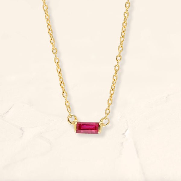 Collier baguette Shanti en rubis et or jaune