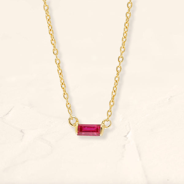 Shanti ruby and yellow gold baguette necklace