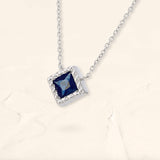 18ct white gold sapphire necklace princess cut Indrani