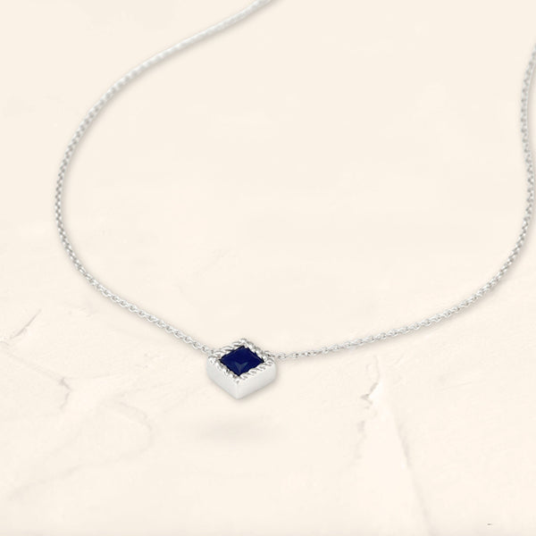 Sapphire necklace woman white gold princess cut Indrani