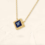 Indrani princess-cut sapphire necklace in yellow gold