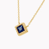 Indrani princess-cut sapphire necklace in yellow gold