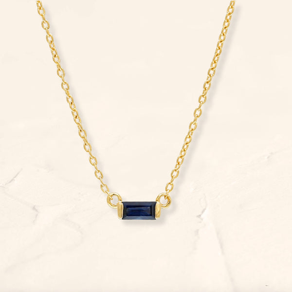 Shanti sapphire baguette necklace in yellow gold