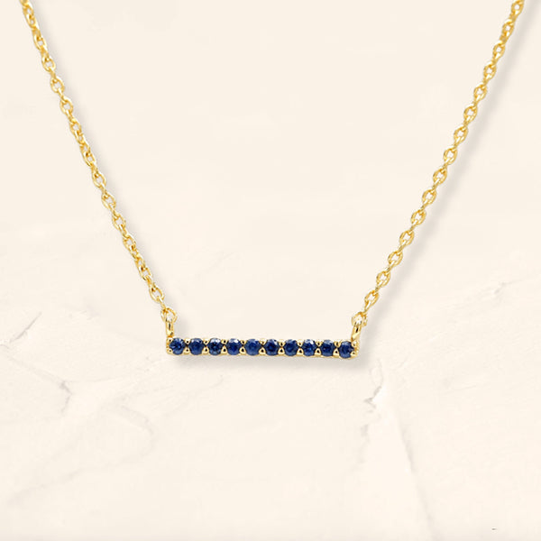 Sapphire and yellow gold Ujala bar necklace