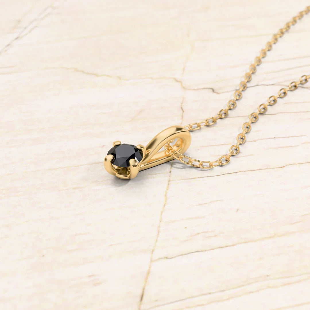 collier diamant noir solitaire Saral