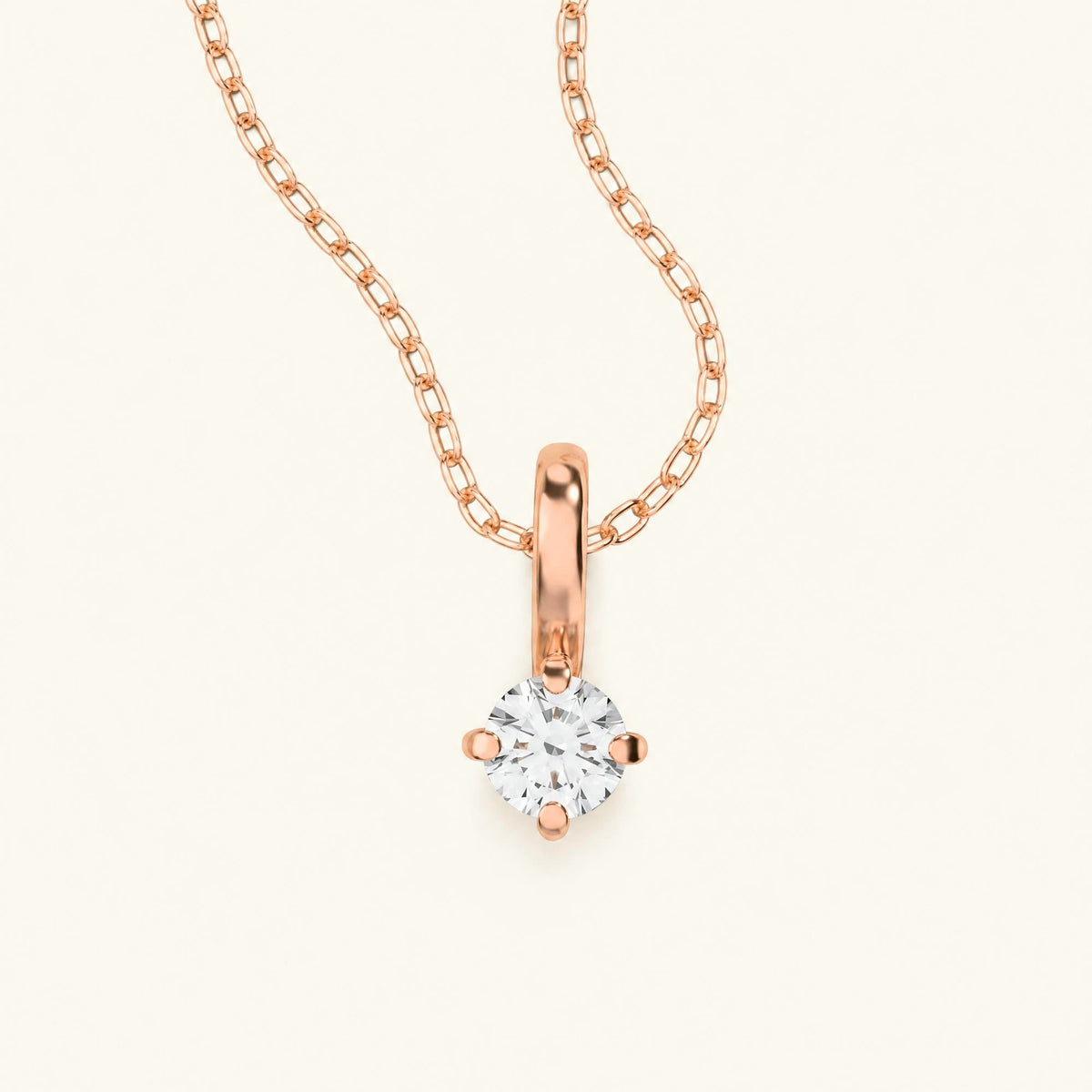 collier diamant solitaire or rose 18cts
