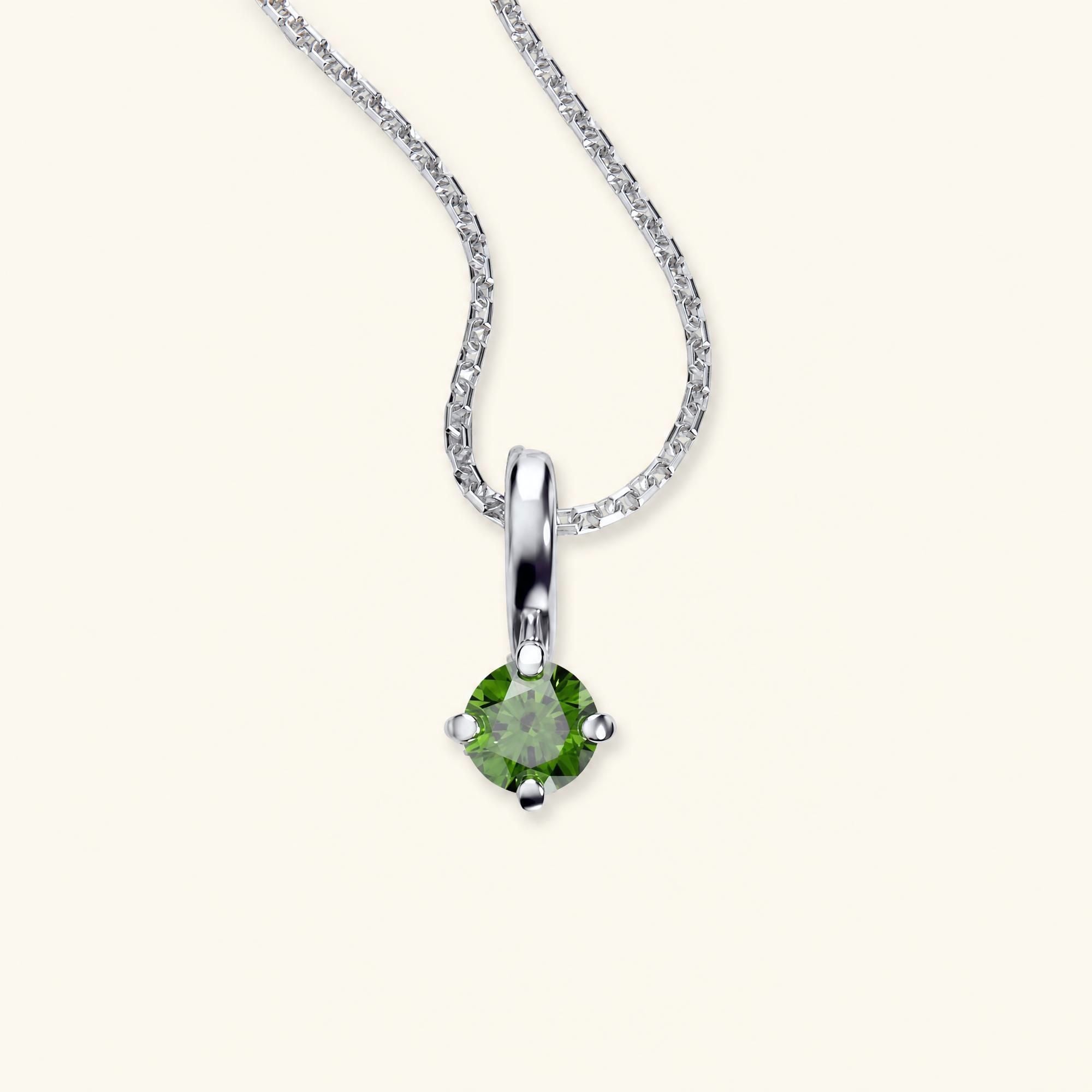 collier diamant vert en or blanc 18cts