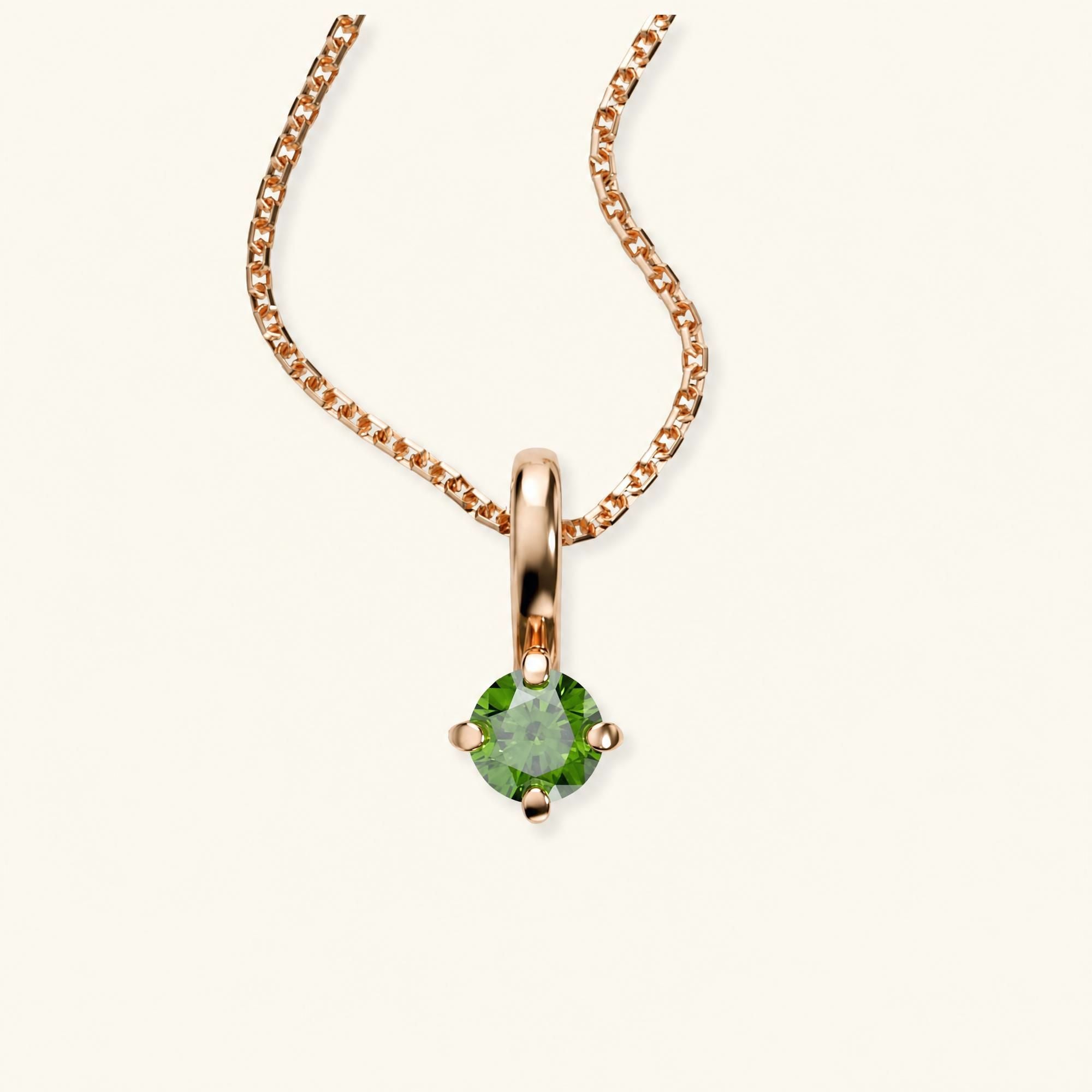 collier diamant vert en or rose 18cts