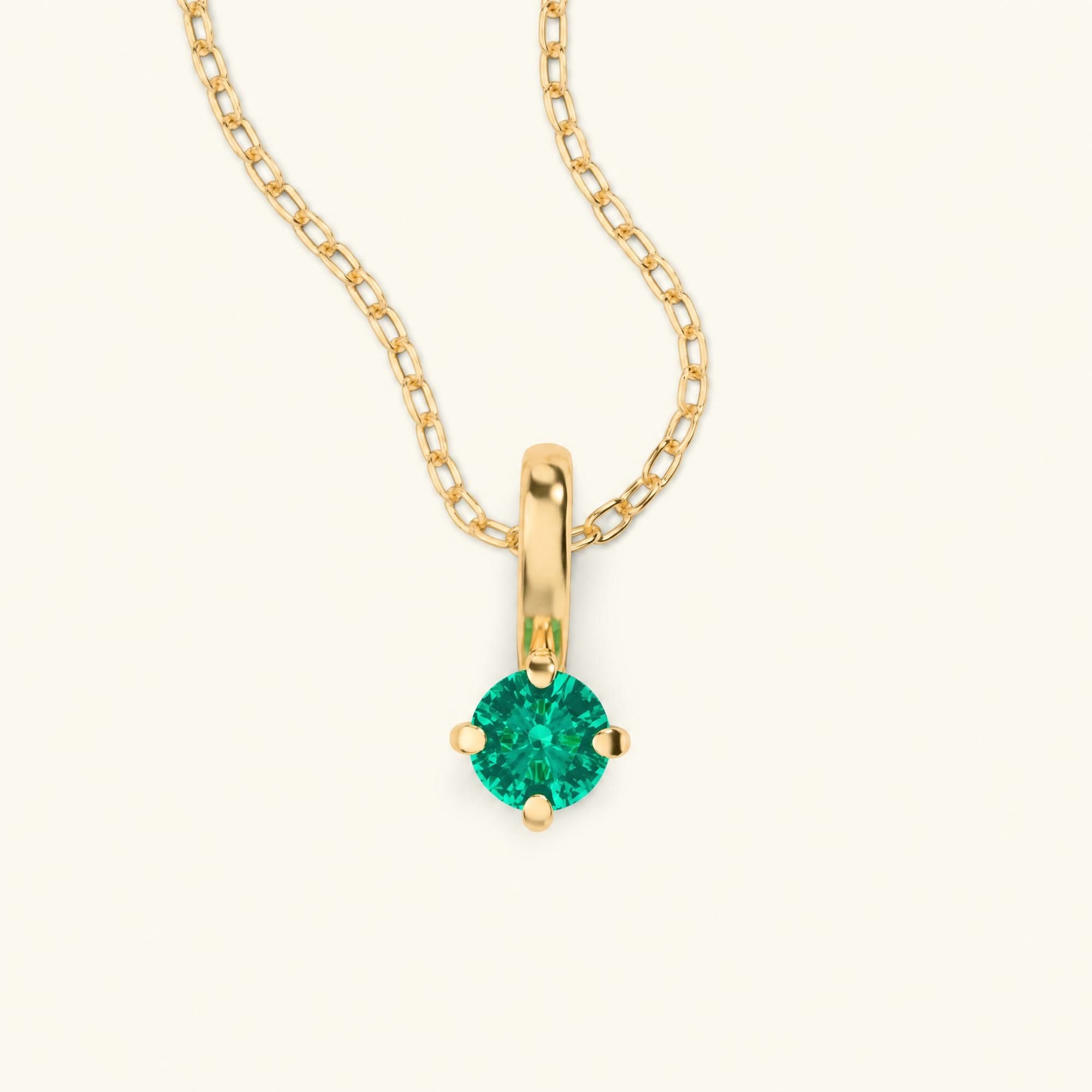 collier emeraude solitaire or jaune Saral